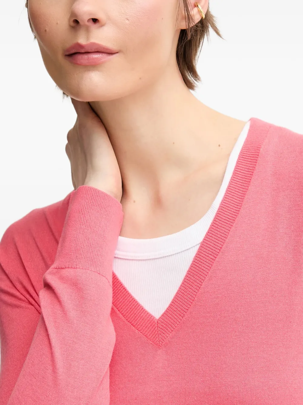 Benetton Trui met V-hals en lange mouwen Roze