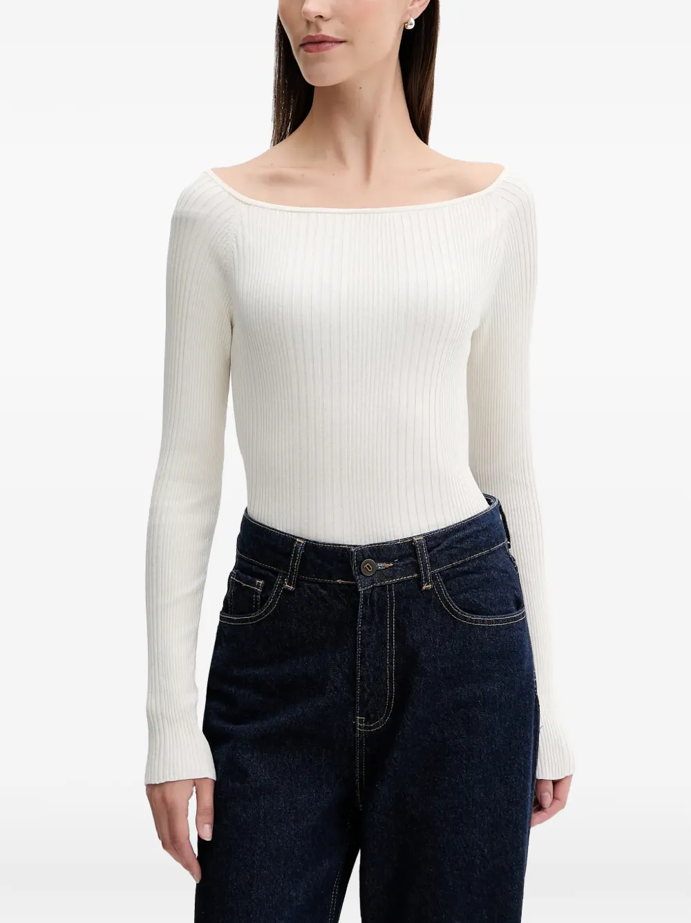 Benetton ribbed boat-neck sweater - Blanc Benetton ribbed boat-neck sweater - Blanc