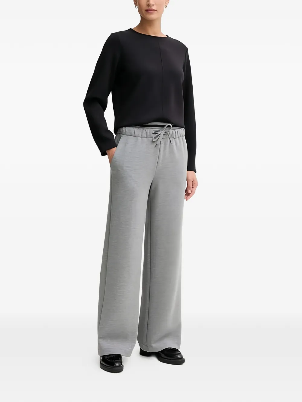 Benetton Broek met wijde pijpen en trekkoord Grijs