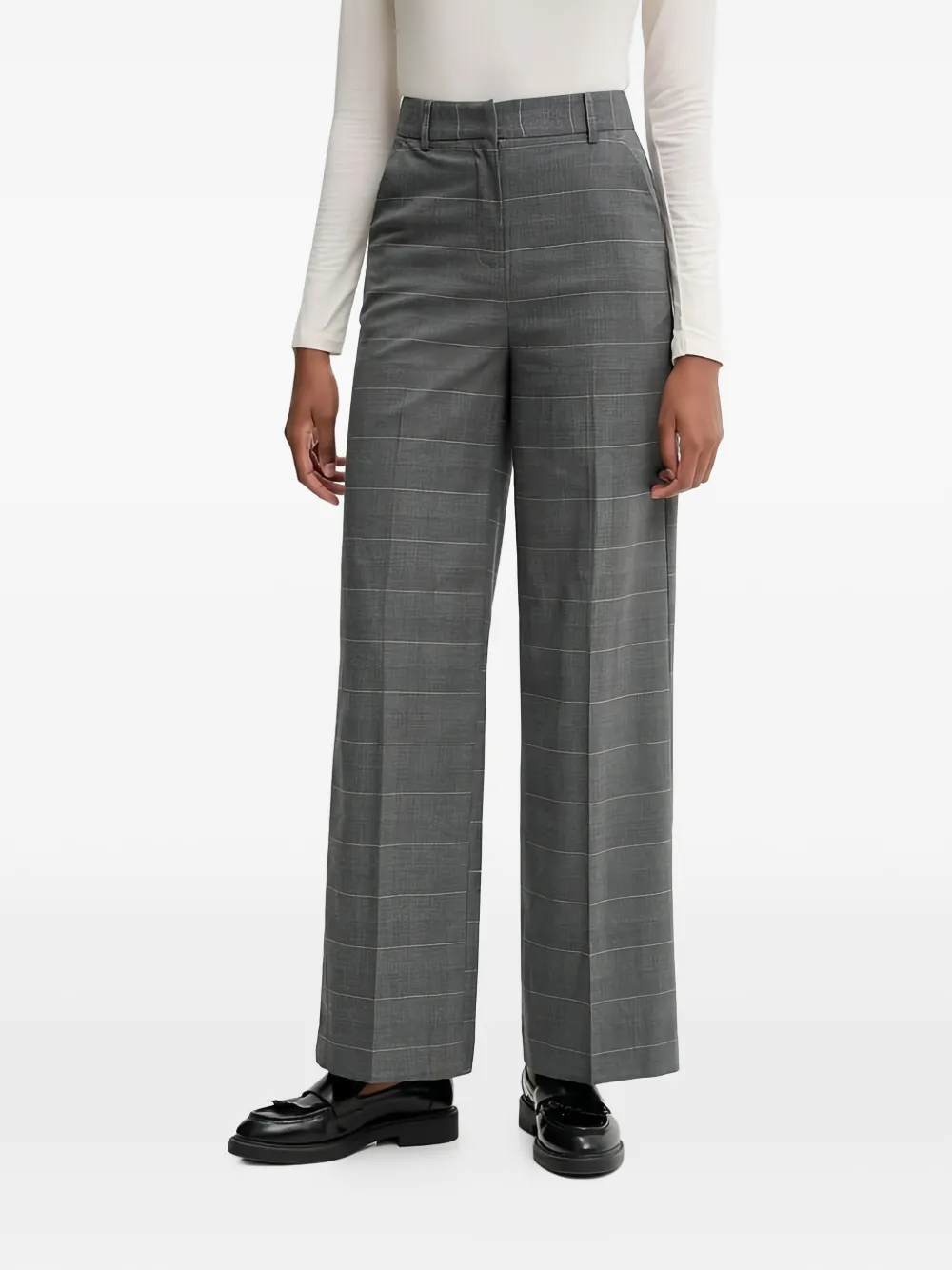 Benetton patterned high-waisted trousers - Grigio