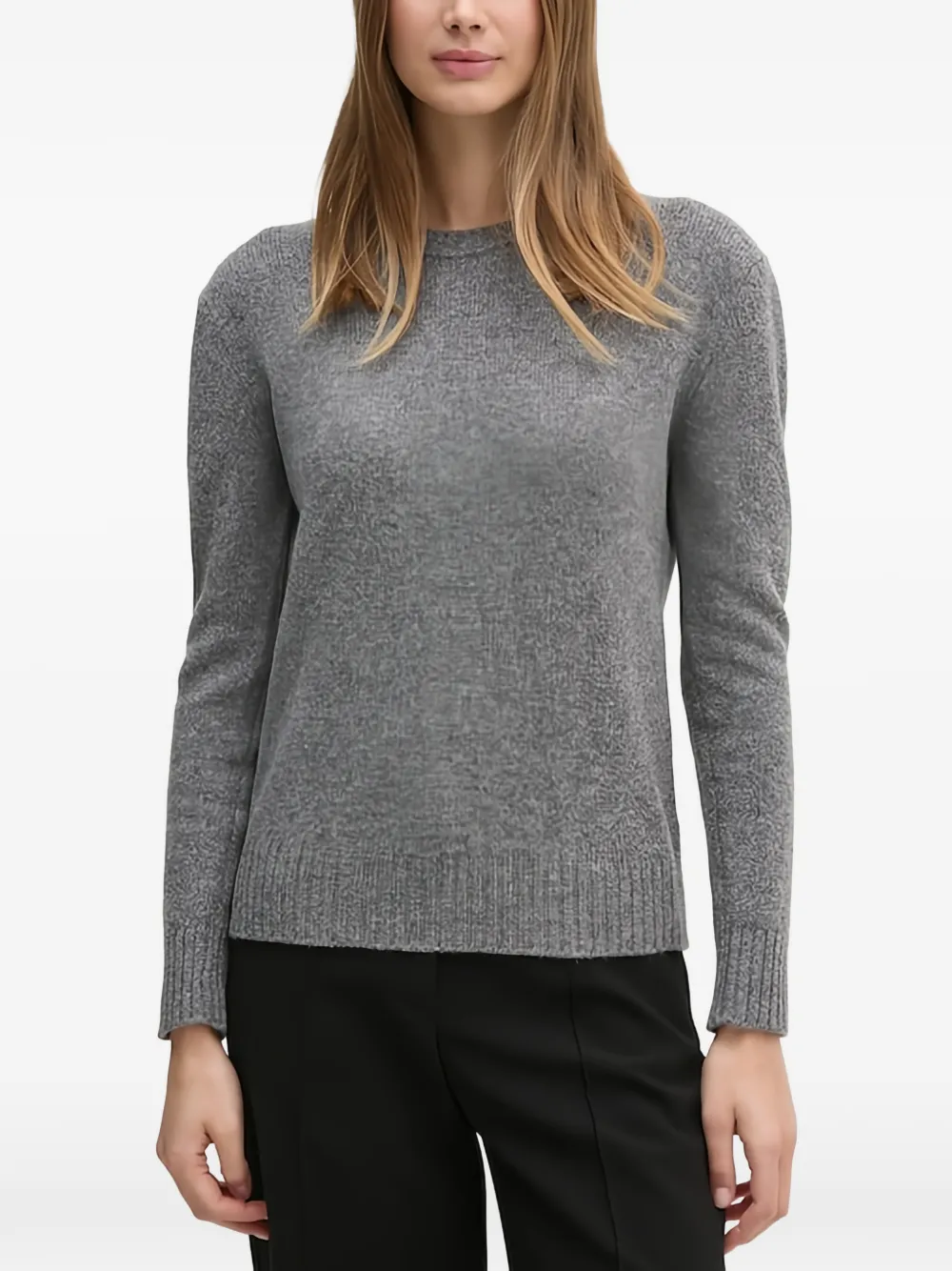 Benetton Crew-neck Long-sleeve Sweater In Gray