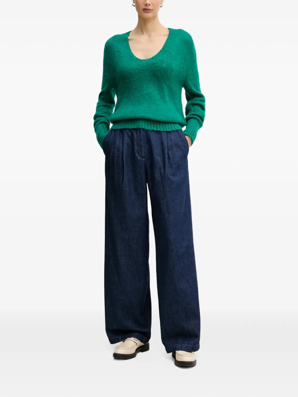 Benetton Trui met V-hals Groen