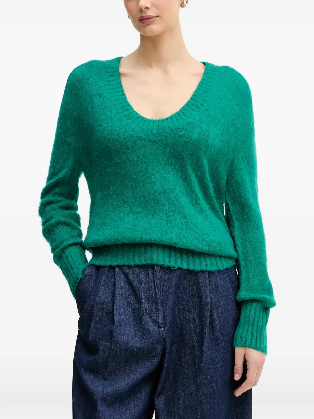 Benetton Maglione con scollo a V - Verde