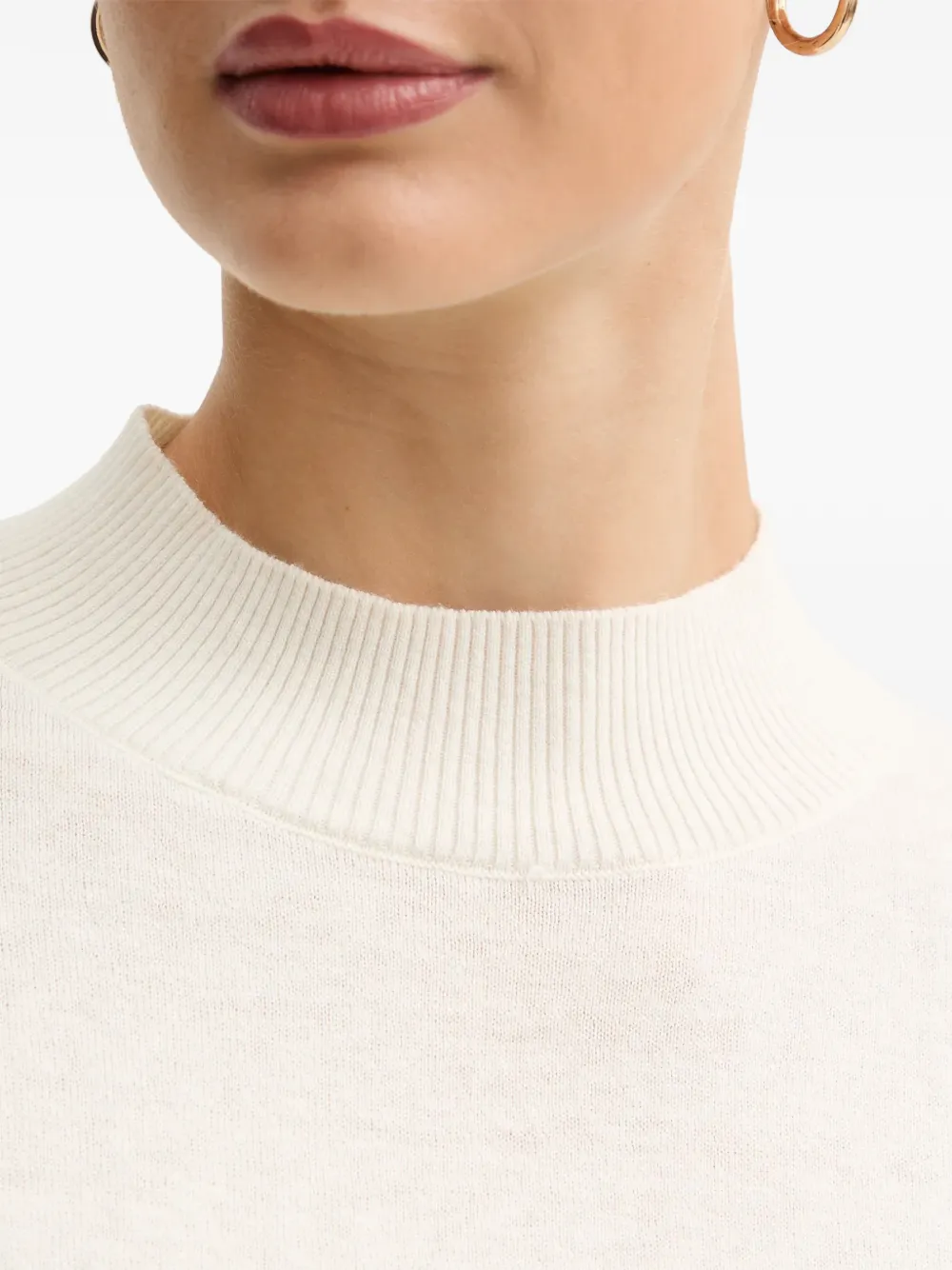 Benetton Cropped trui met ronde hoge hals Beige