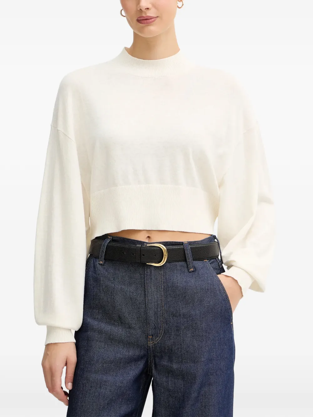 Benetton Maglione crop con collo rialzato - Toni neutri