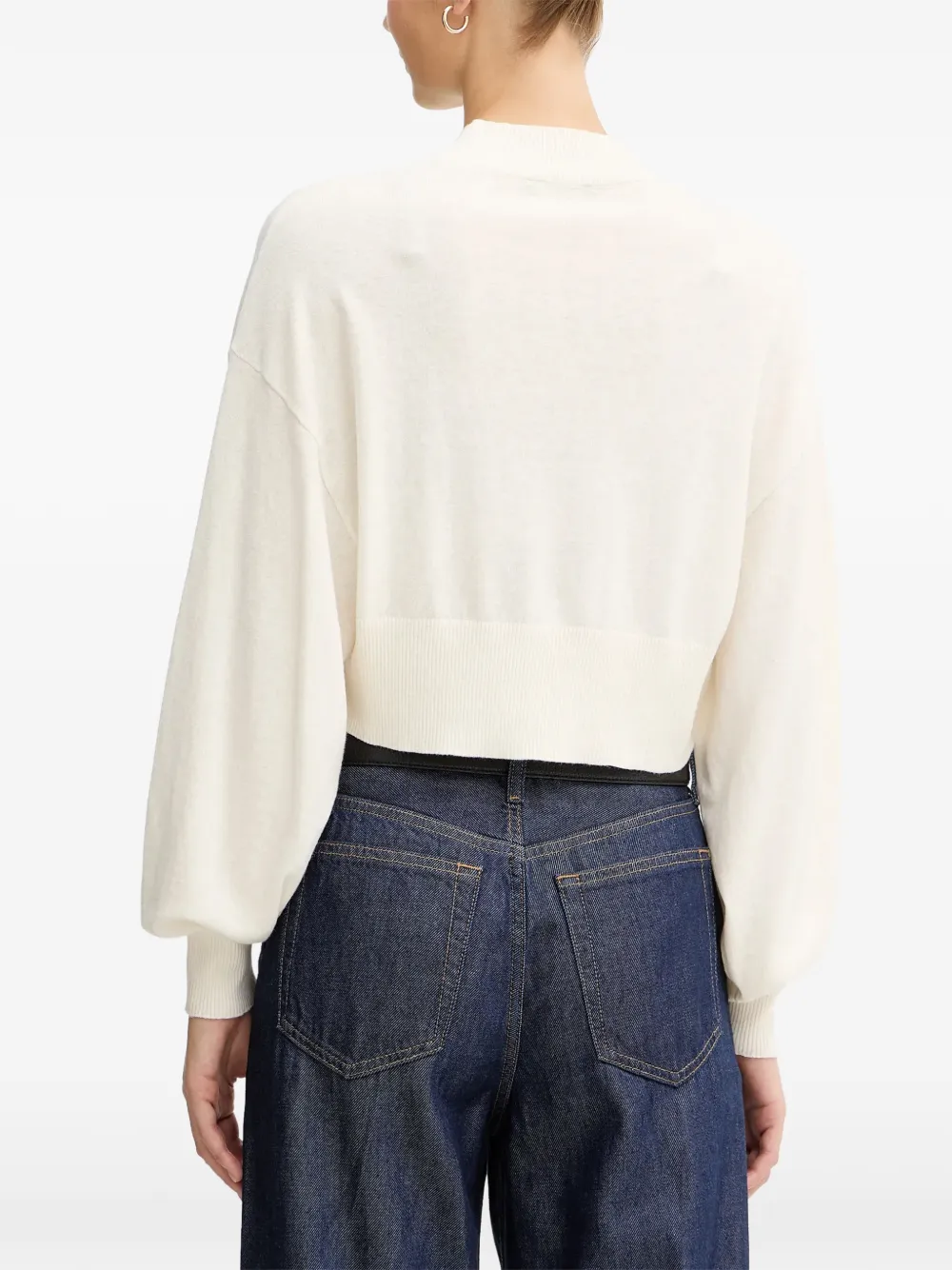 Benetton Cropped trui met ronde hoge hals Beige