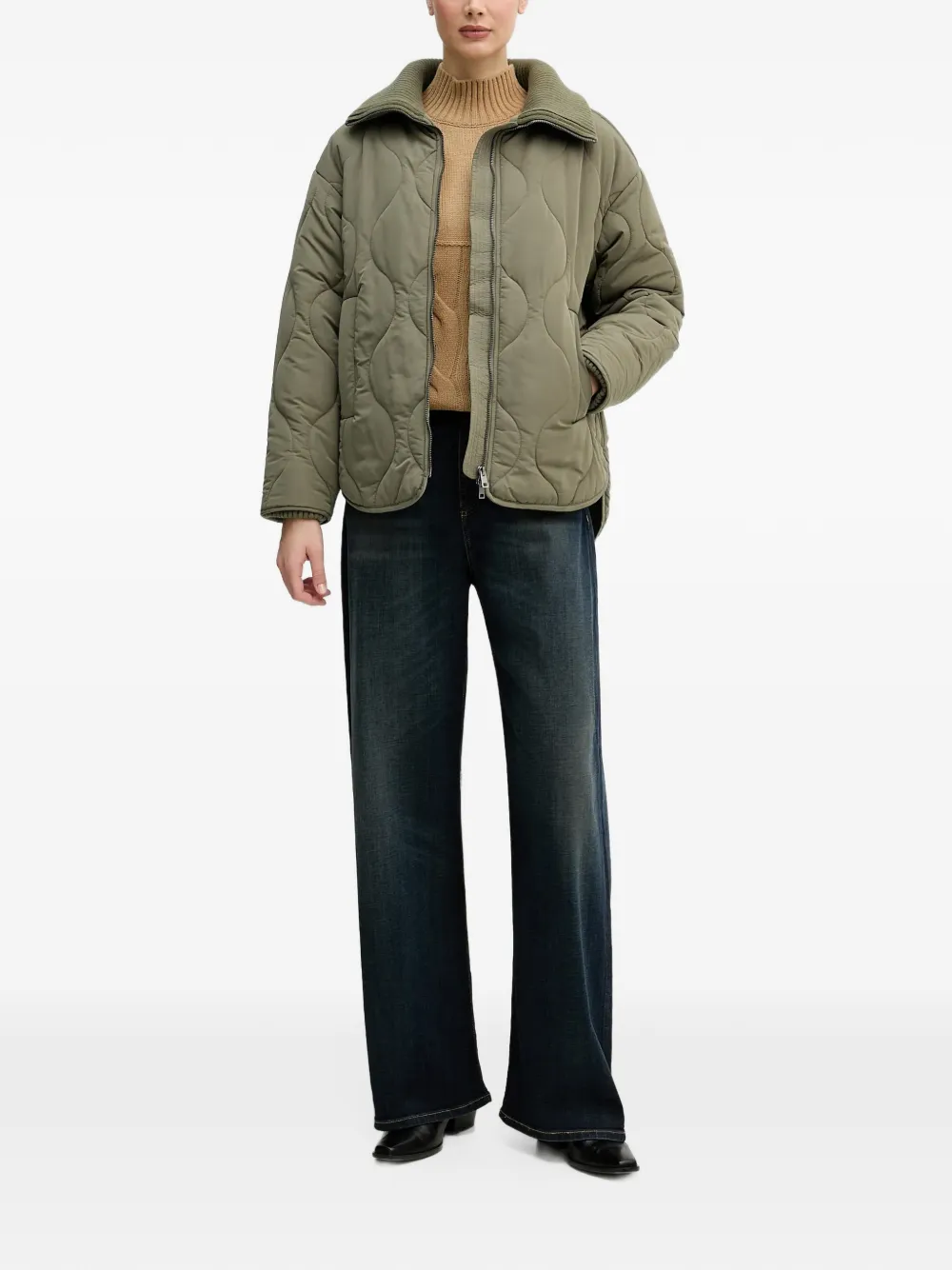 Benetton Kabelgebreide trui met franje Beige