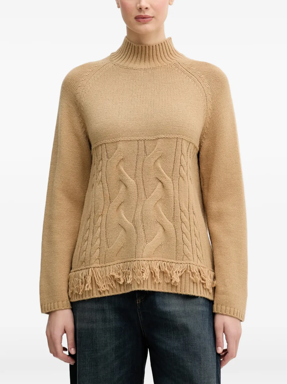 Benetton cable-knit fringe-detail sweater - Toni neutri