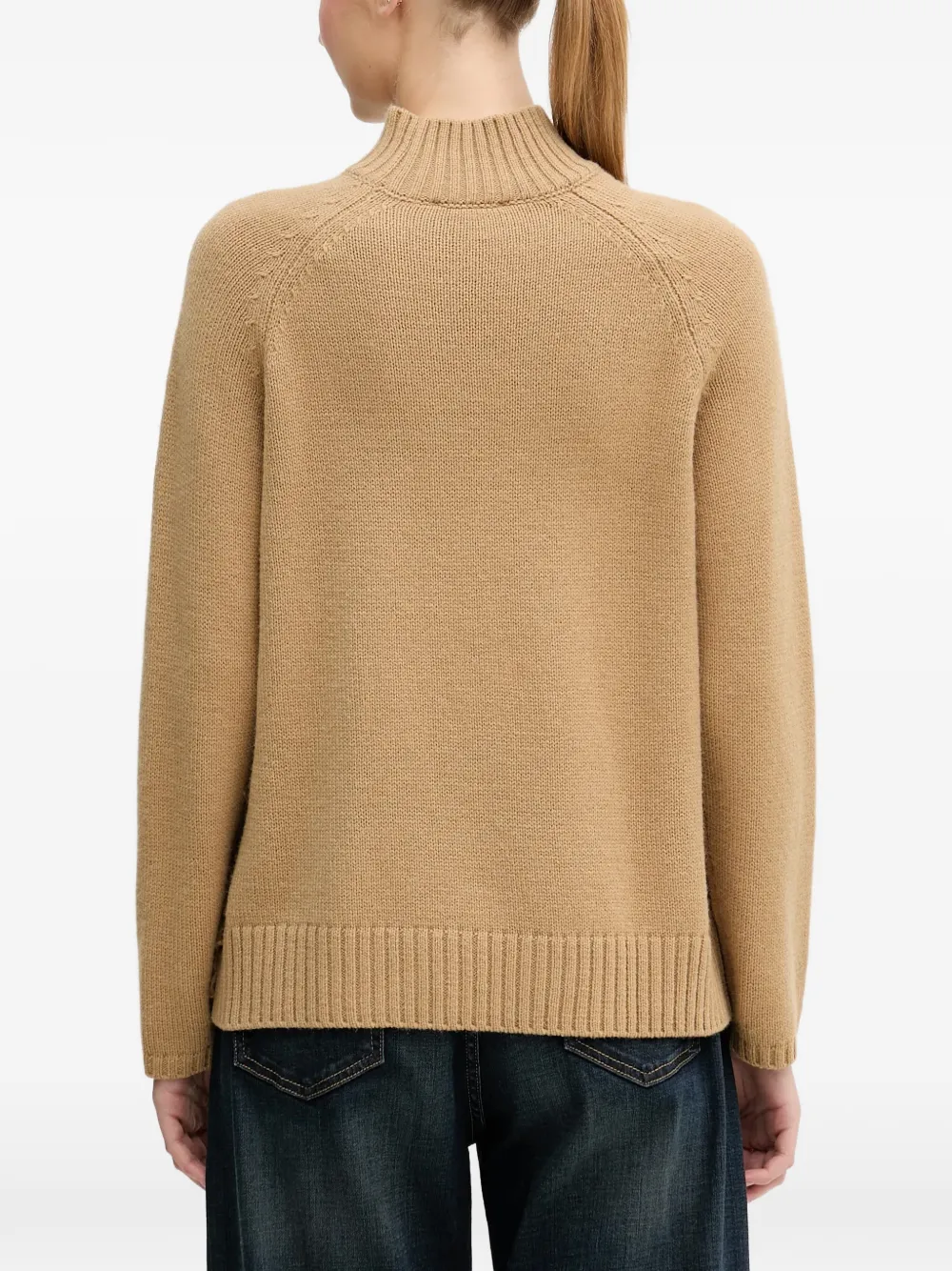Benetton Kabelgebreide trui met franje Beige