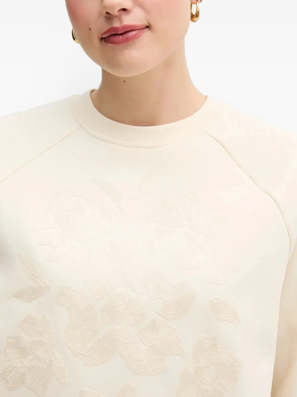 Benetton Sweater met ronde hals en bloemenprint Beige