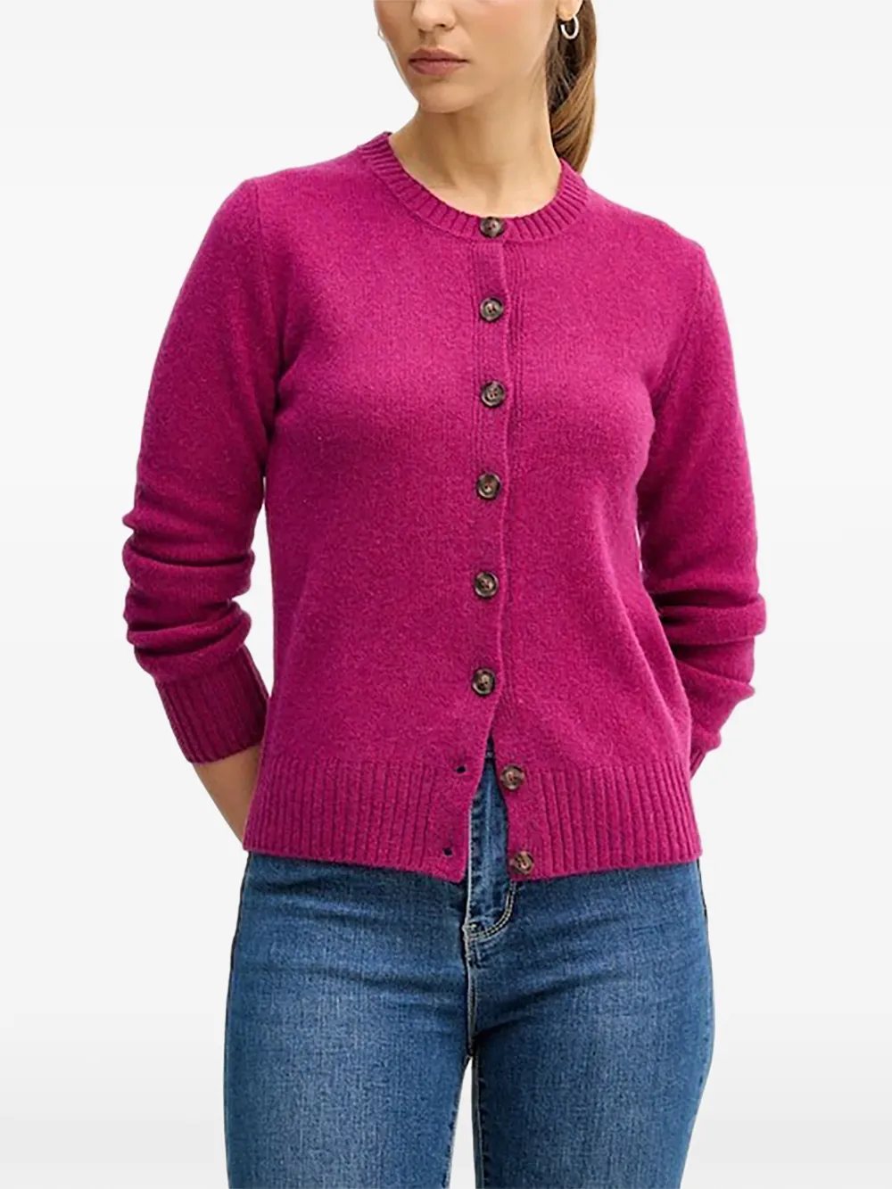 Benetton buttoned knitted cardigan - Purple