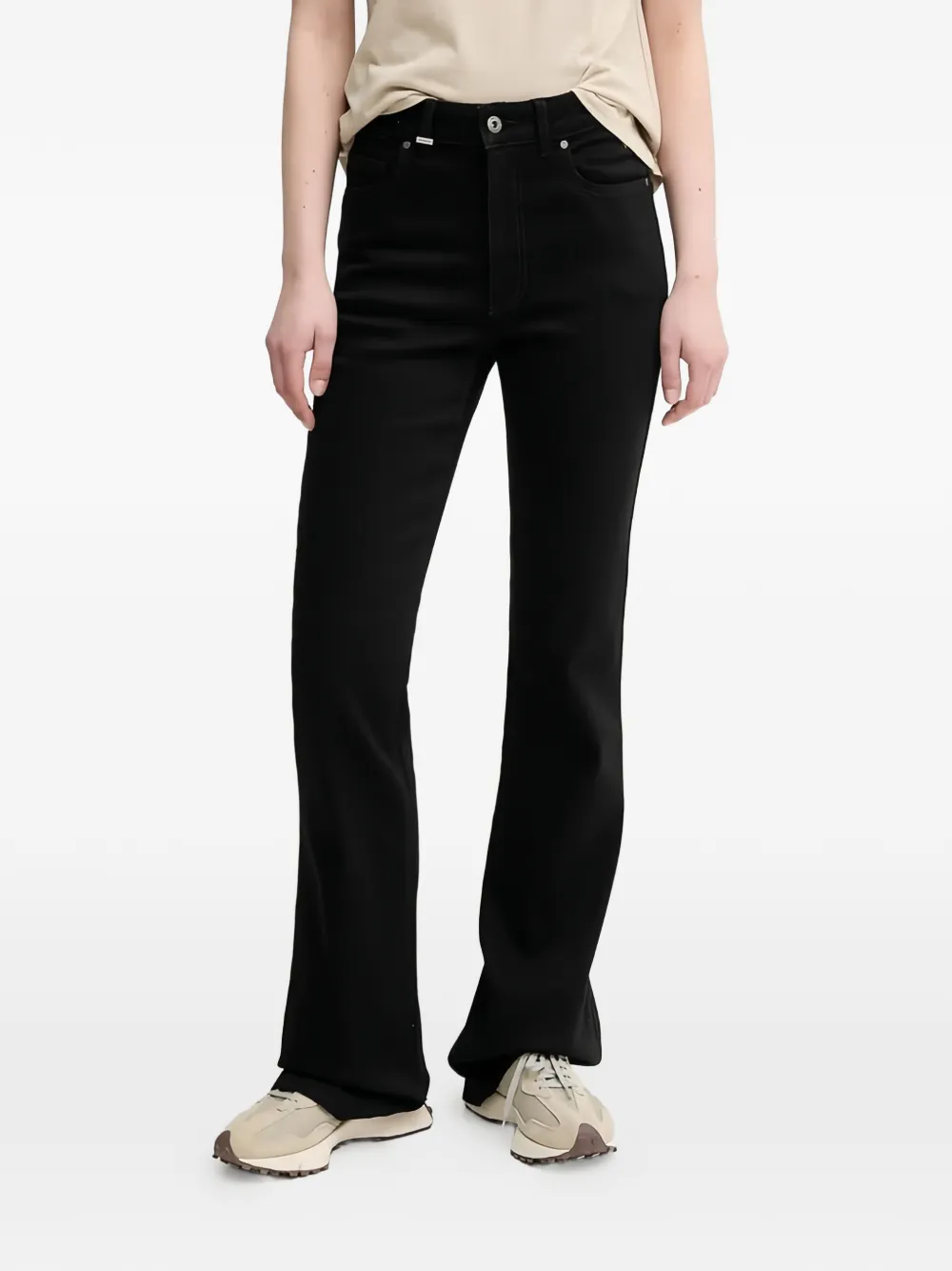 Benetton logo-patch flared jeans - Nero