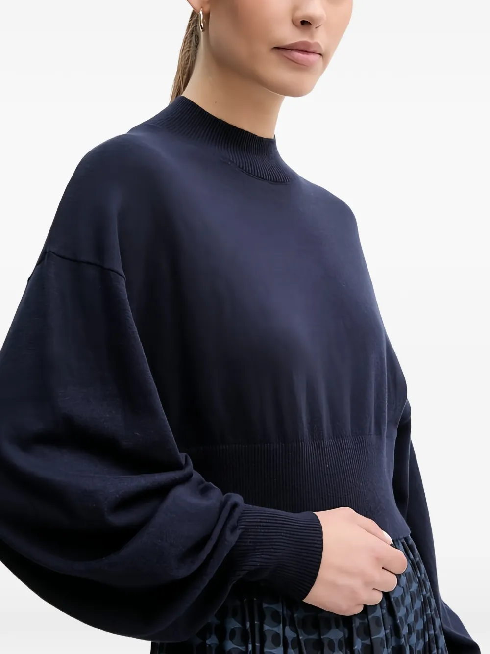 Benetton Gebreide trui met pofmouwen Blauw