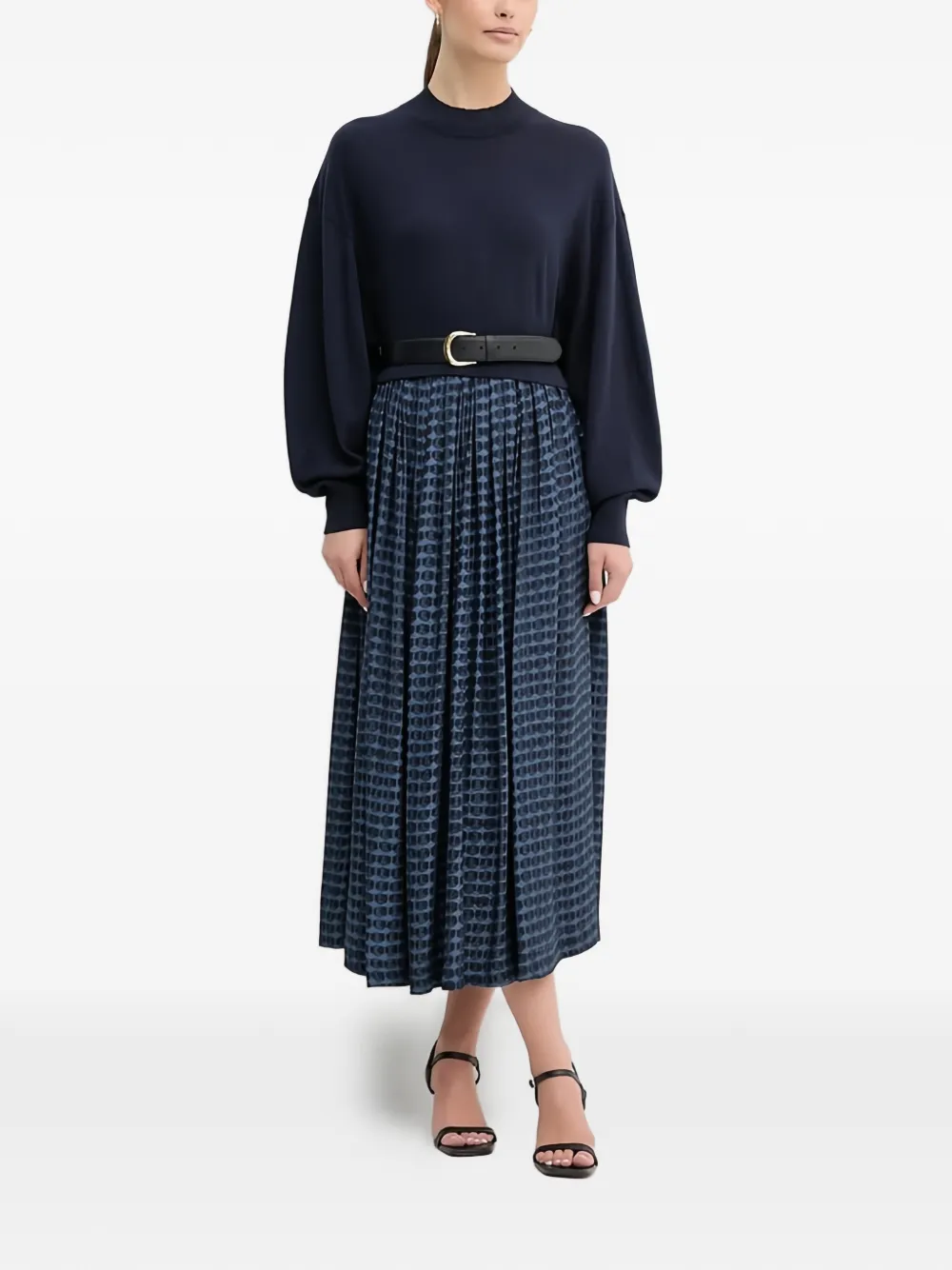 Benetton Gebreide trui met pofmouwen Blauw