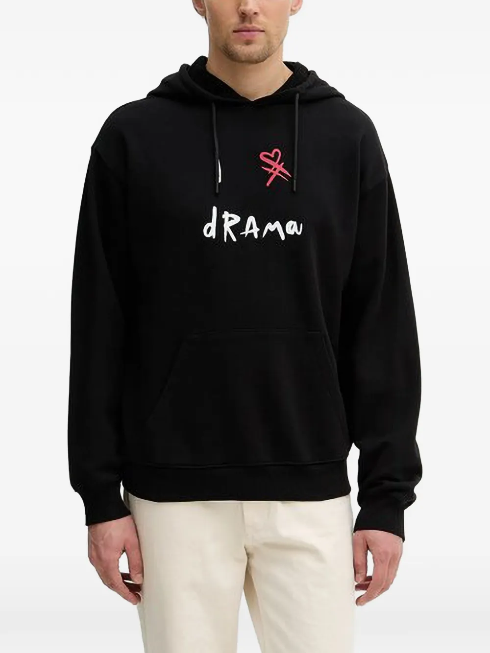 Benetton Chest Graphic Hoodie In Black