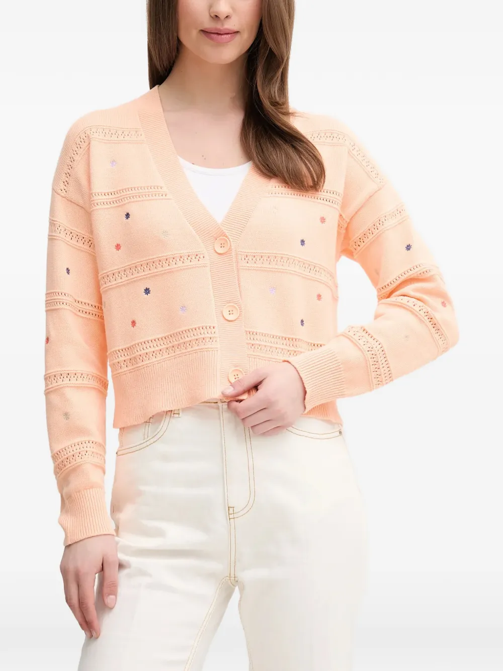 Benetton flower embroidered cardigan Oranje