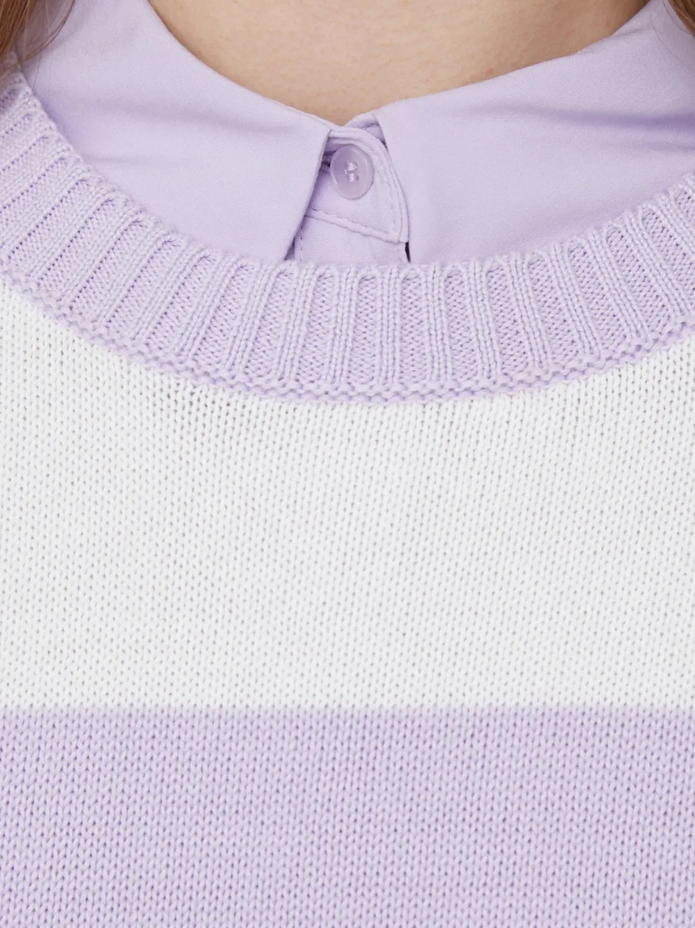 Benetton Trui met horizontale streep Paars
