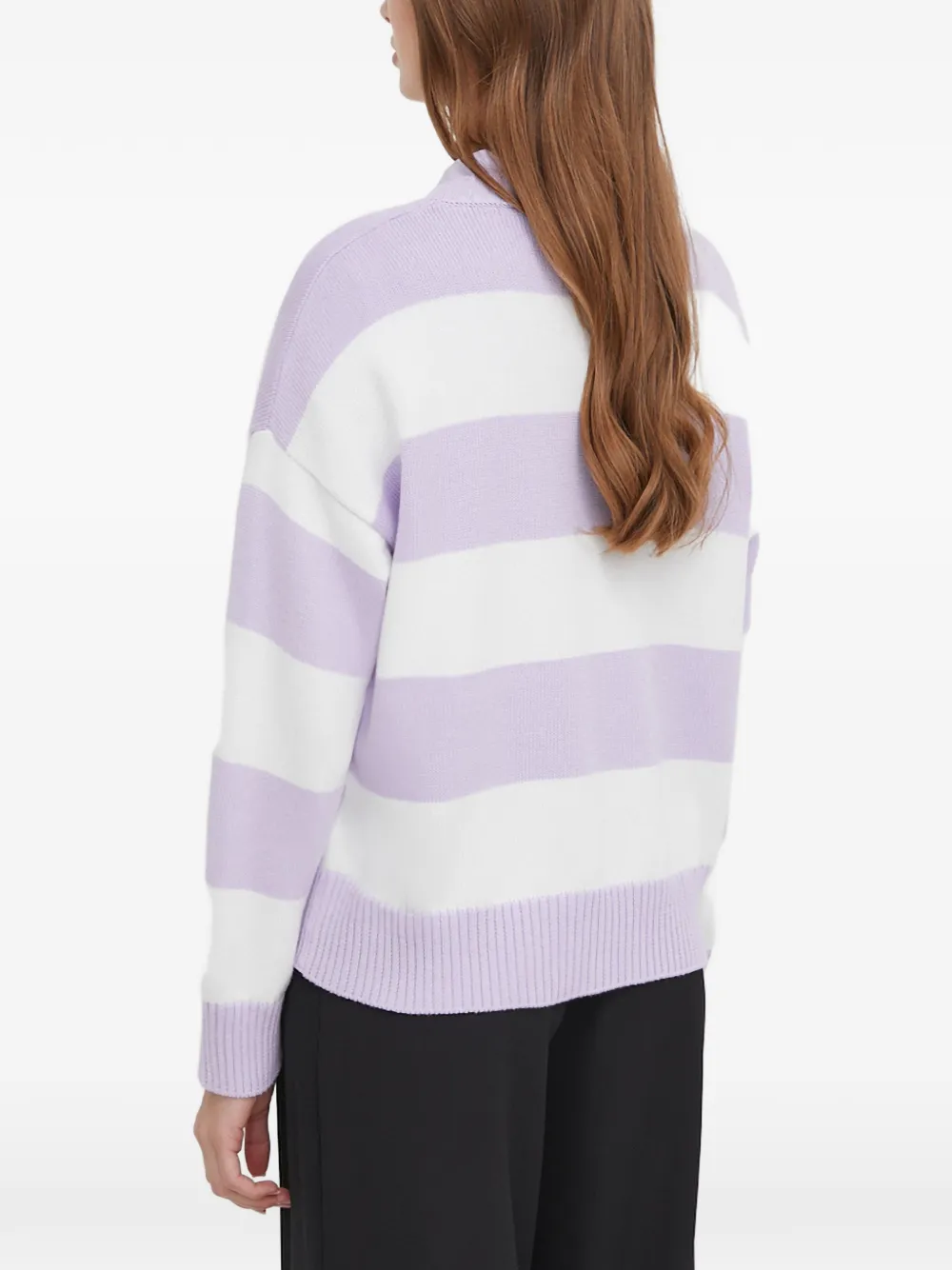 Benetton Trui met horizontale streep Paars