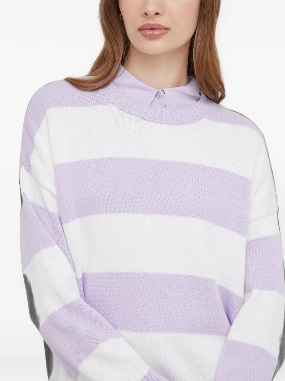 Benetton Trui met horizontale streep Paars