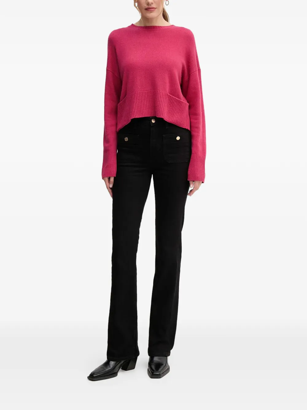 Benetton Geribbelde cropped trui Roze