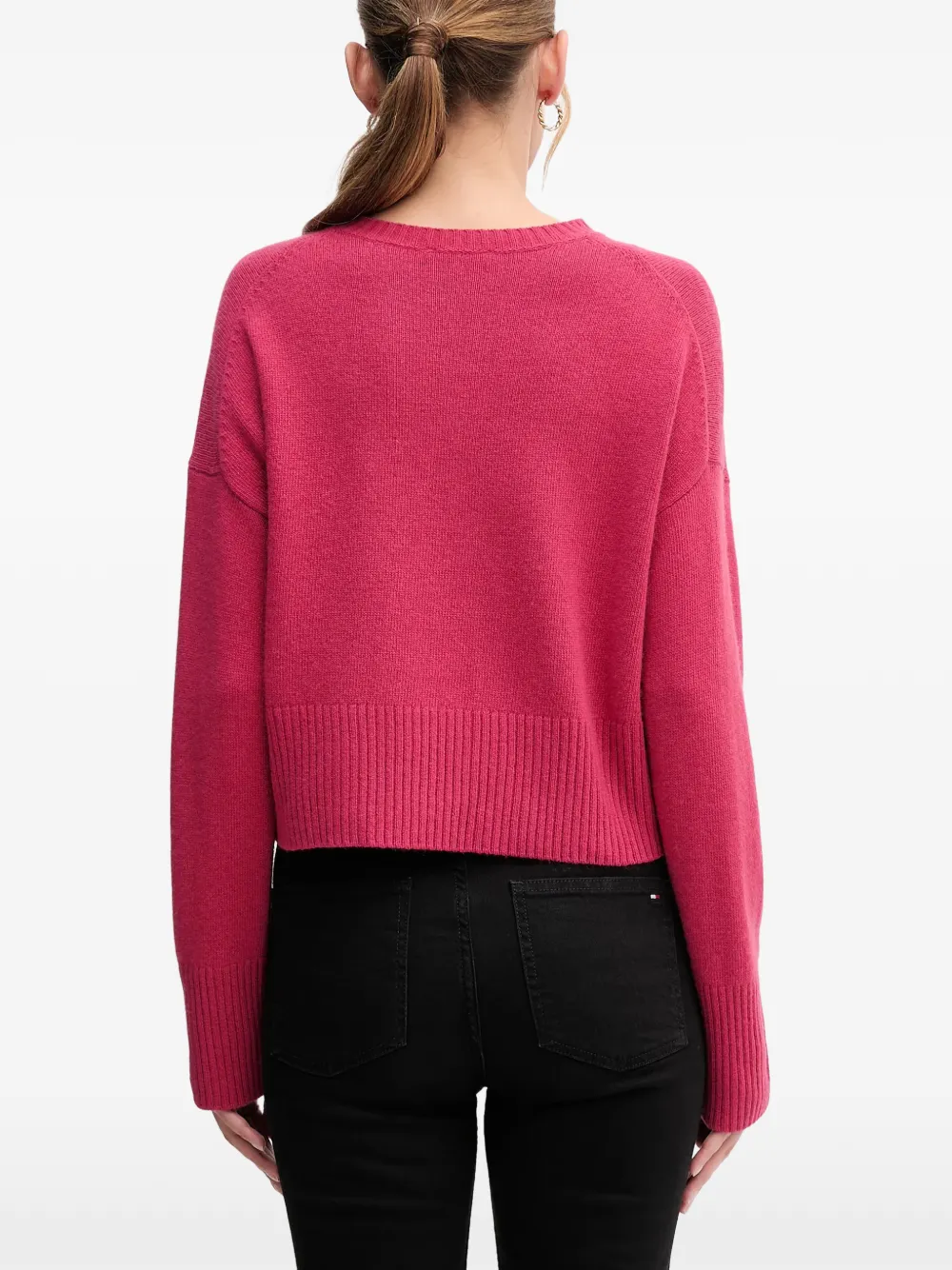 Benetton Geribbelde cropped trui Roze