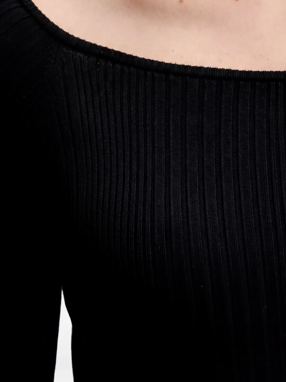 Benetton Ribgebreide trui met boothals Zwart