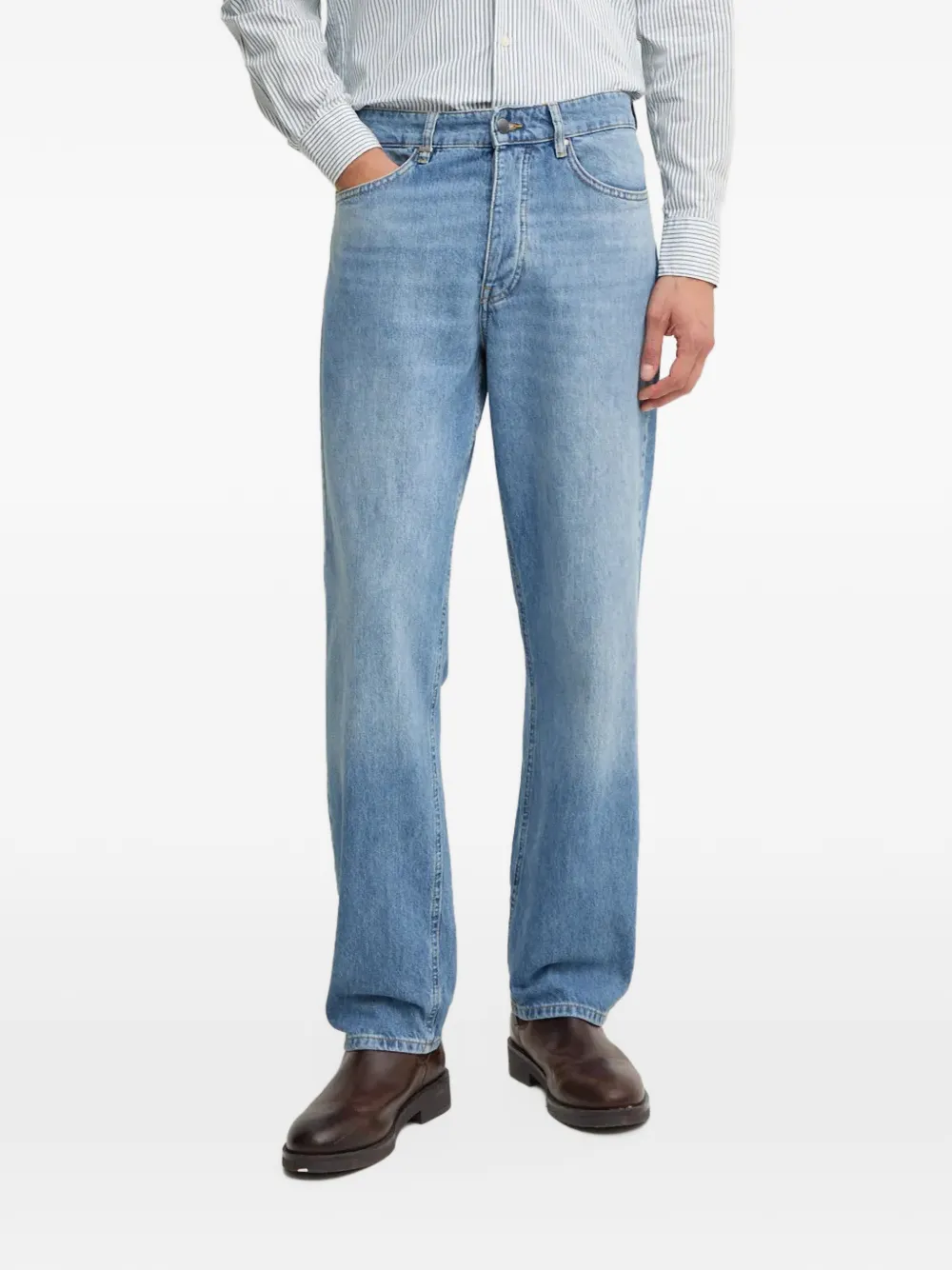 Benetton faded straight-leg relaxed-fit jeans - Bleu Benetton faded straight-leg relaxed-fit jeans - Bleu