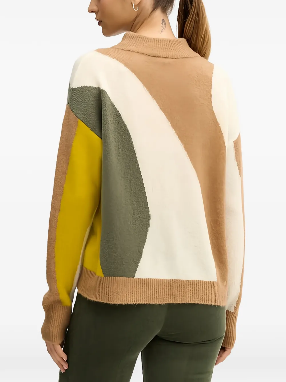  Benetton Pull Colour Block à Coupe Ample - Tons Neutres 