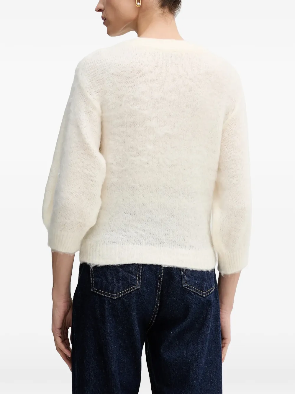 Benetton Gebreide trui met ballonmouwen Beige