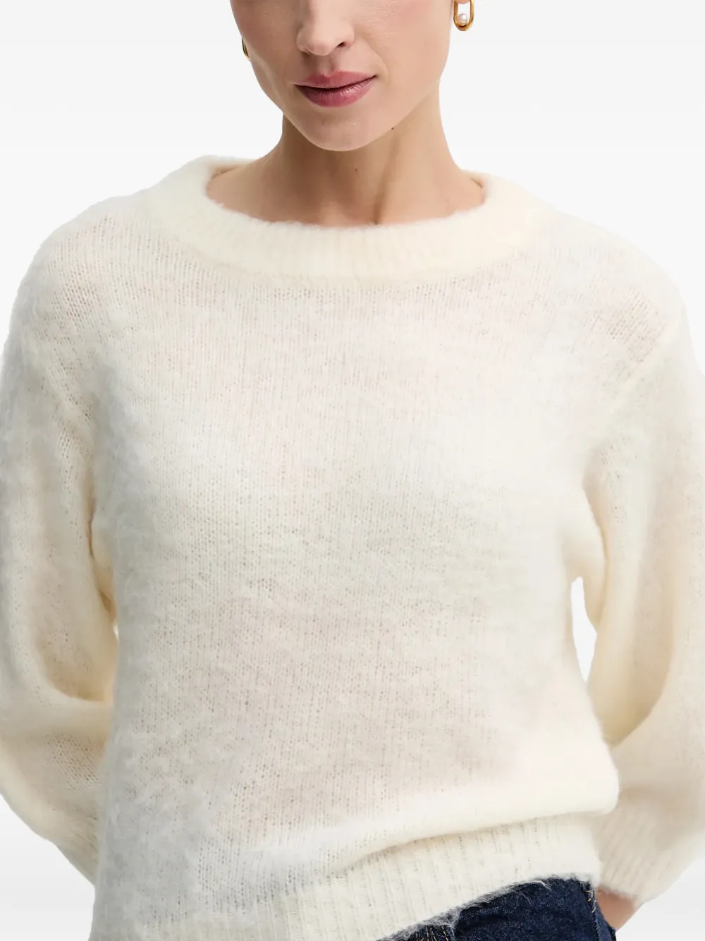 Benetton Gebreide trui met ballonmouwen Beige
