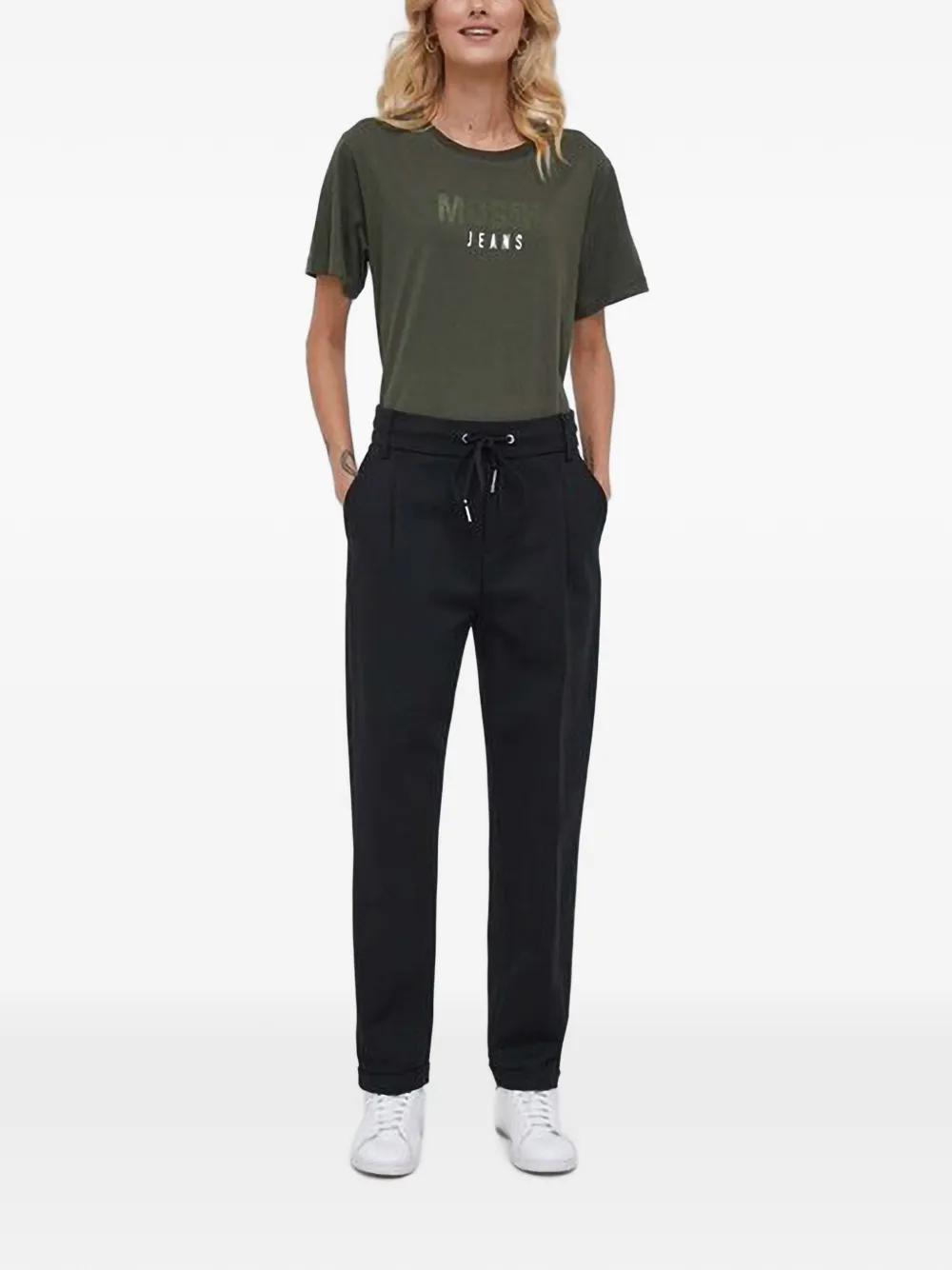 Benetton Broek met trekkoord Zwart