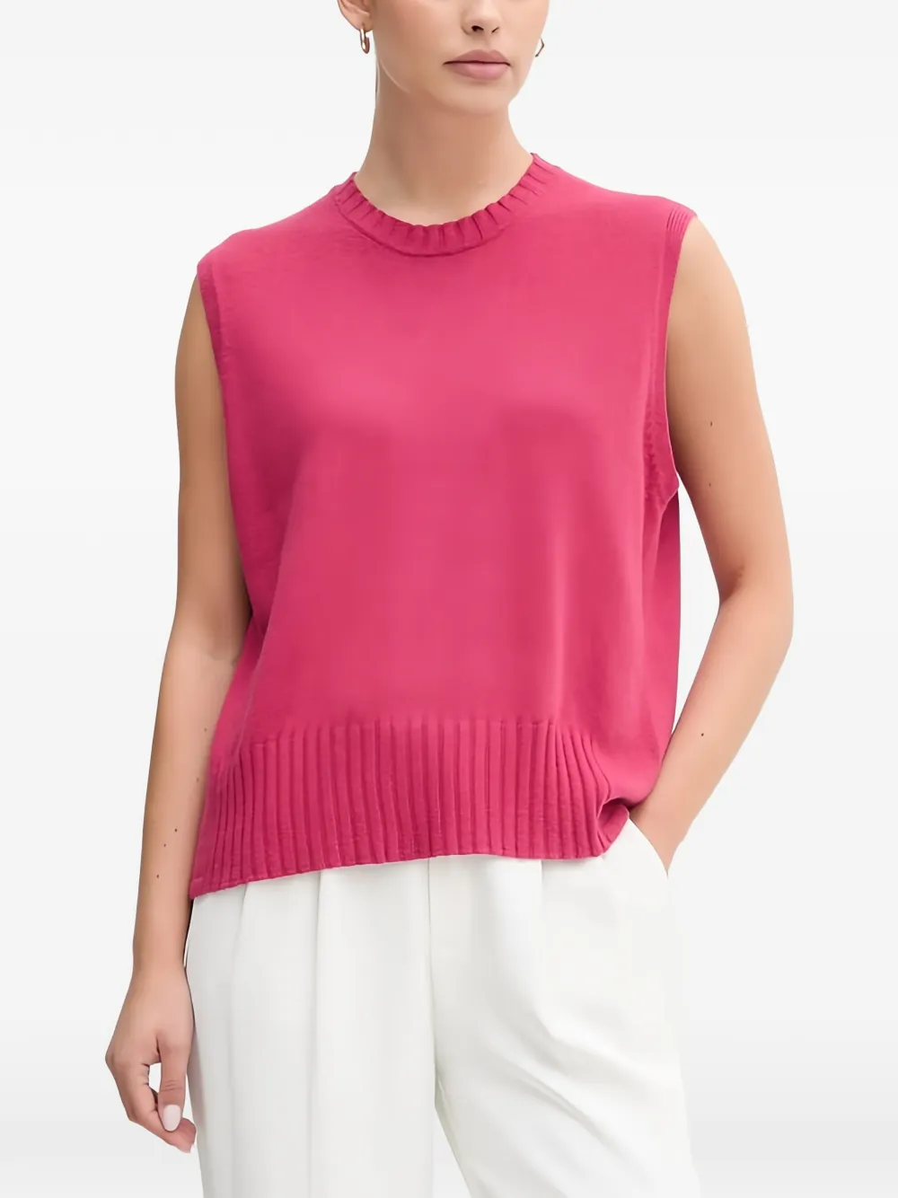 Benetton ribbed-trim vest - Rosa