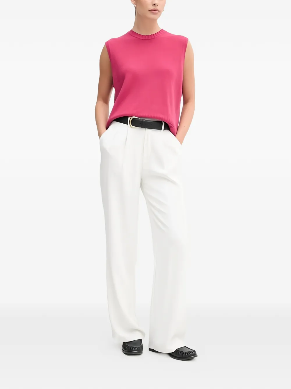 Benetton Top met geribbelde afwerking Roze