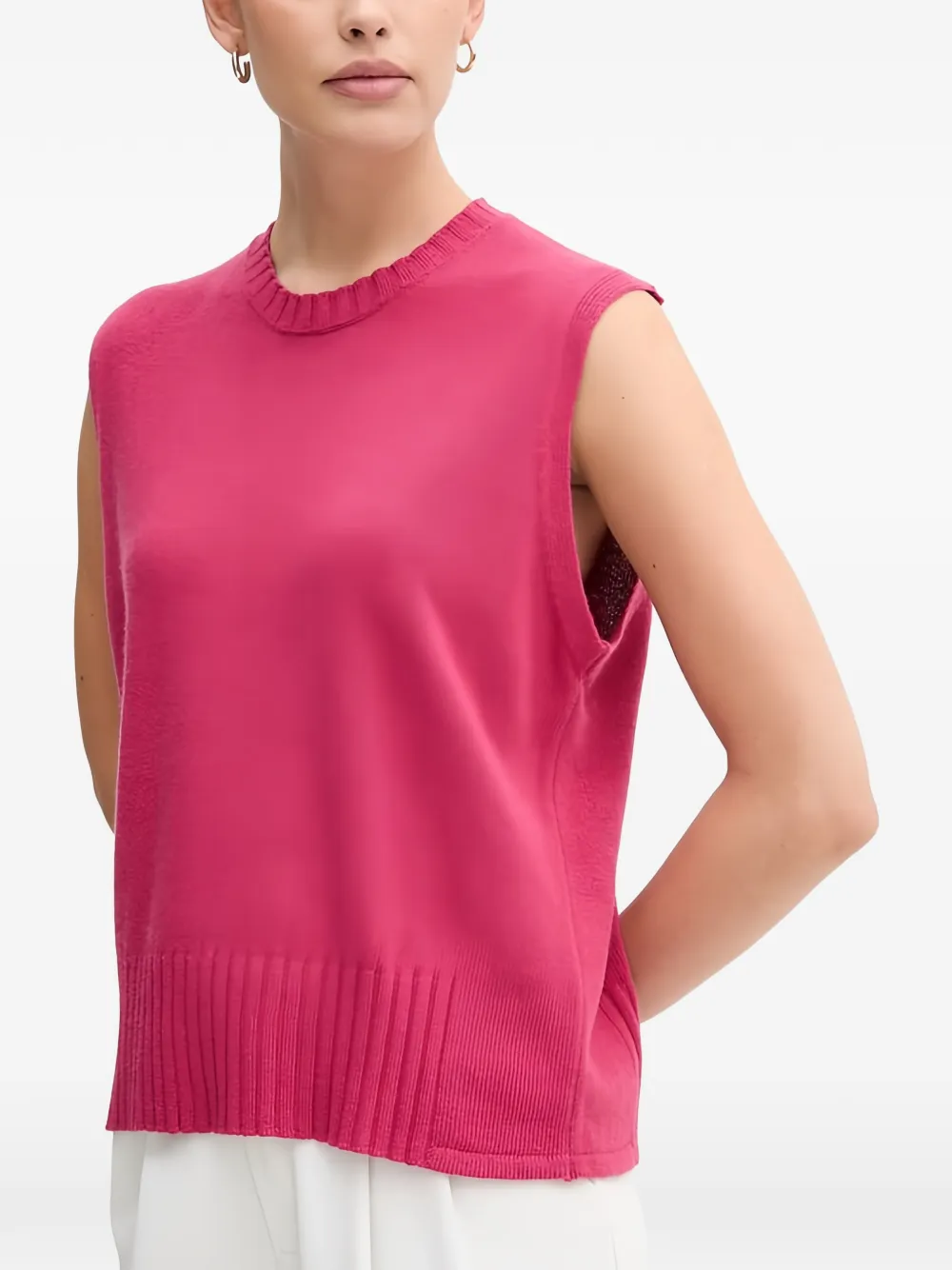 Benetton Top met geribbelde afwerking Roze