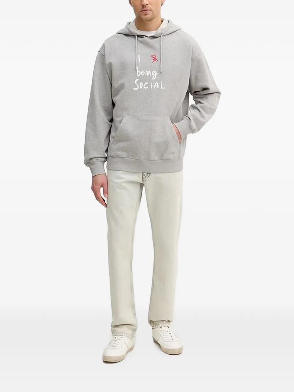 Benetton Drawstring Hoodie In Grey