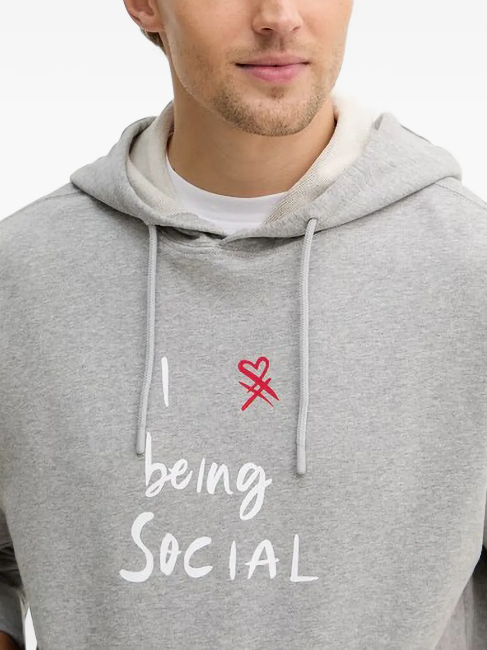 Benetton Drawstring Hoodie In Grey