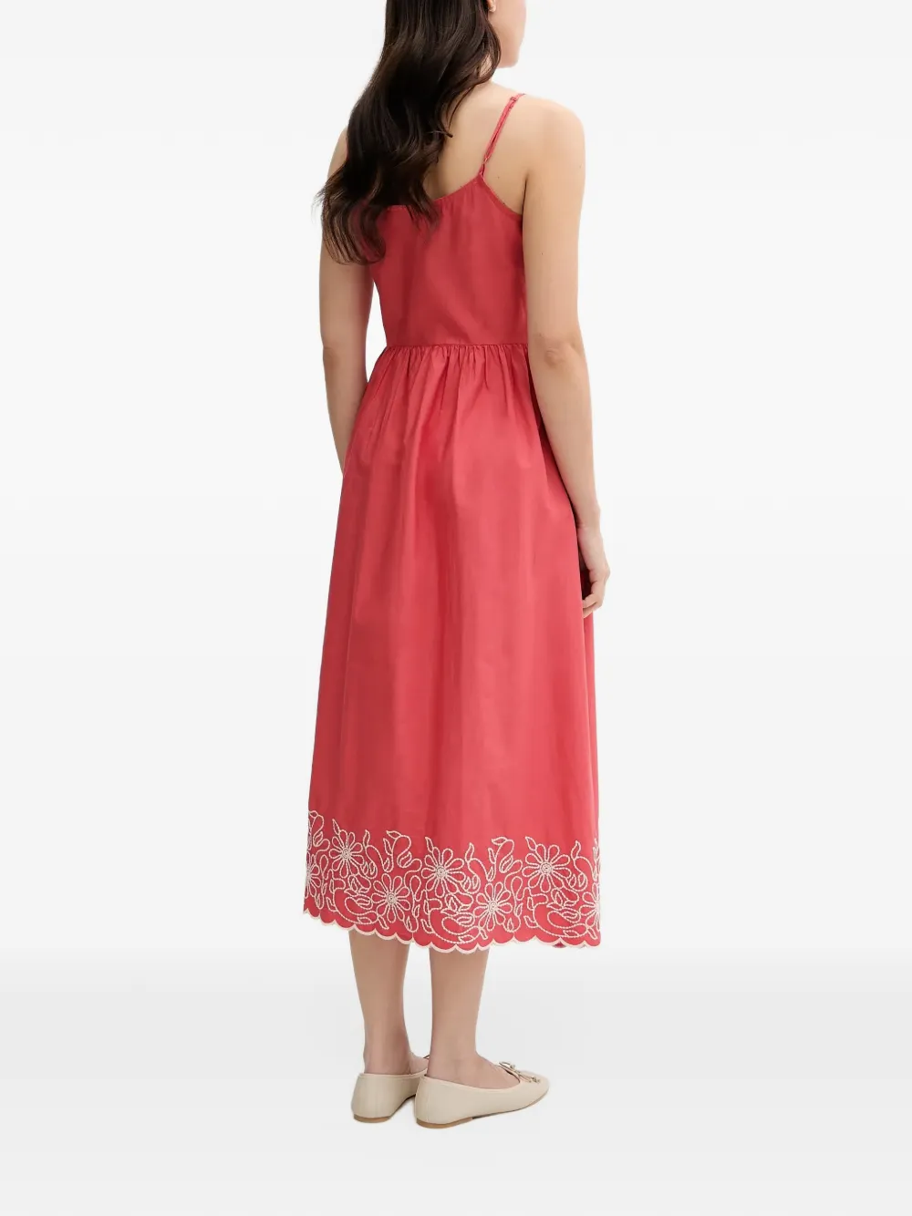 Benetton Jurk met geborduurde bloemen Roze