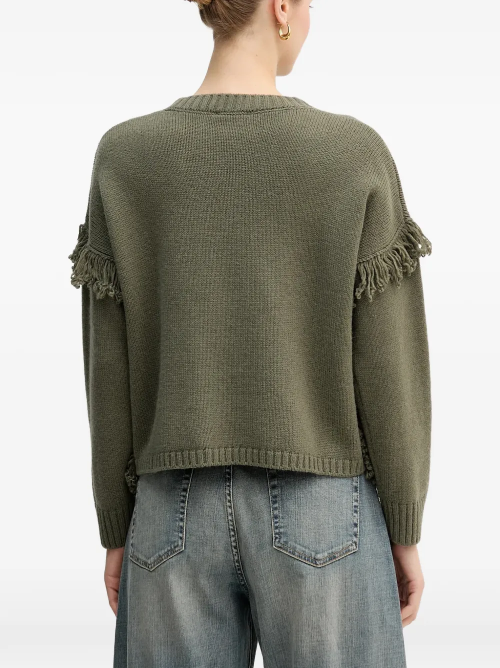 Benetton fringed sweater Groen