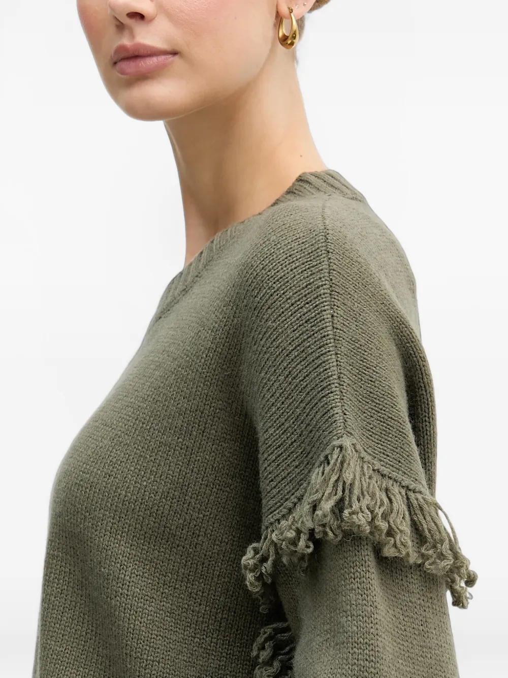 Benetton fringed sweater Groen