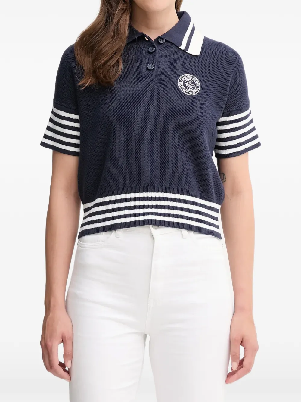 Benetton Trui met geborduurd logo Blauw