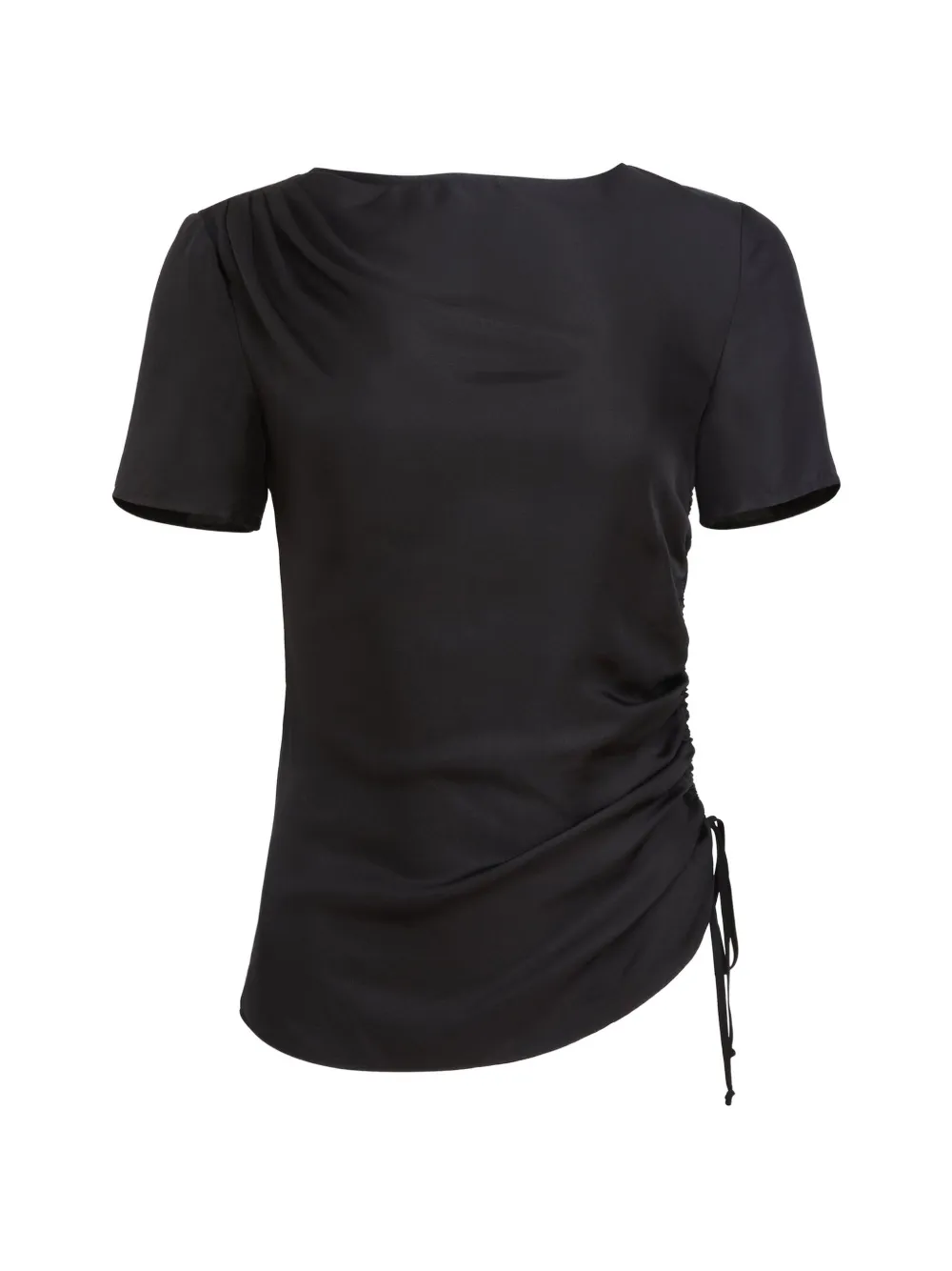 Toccin Uma drawstring-detail short-sleeve silk top - Nero