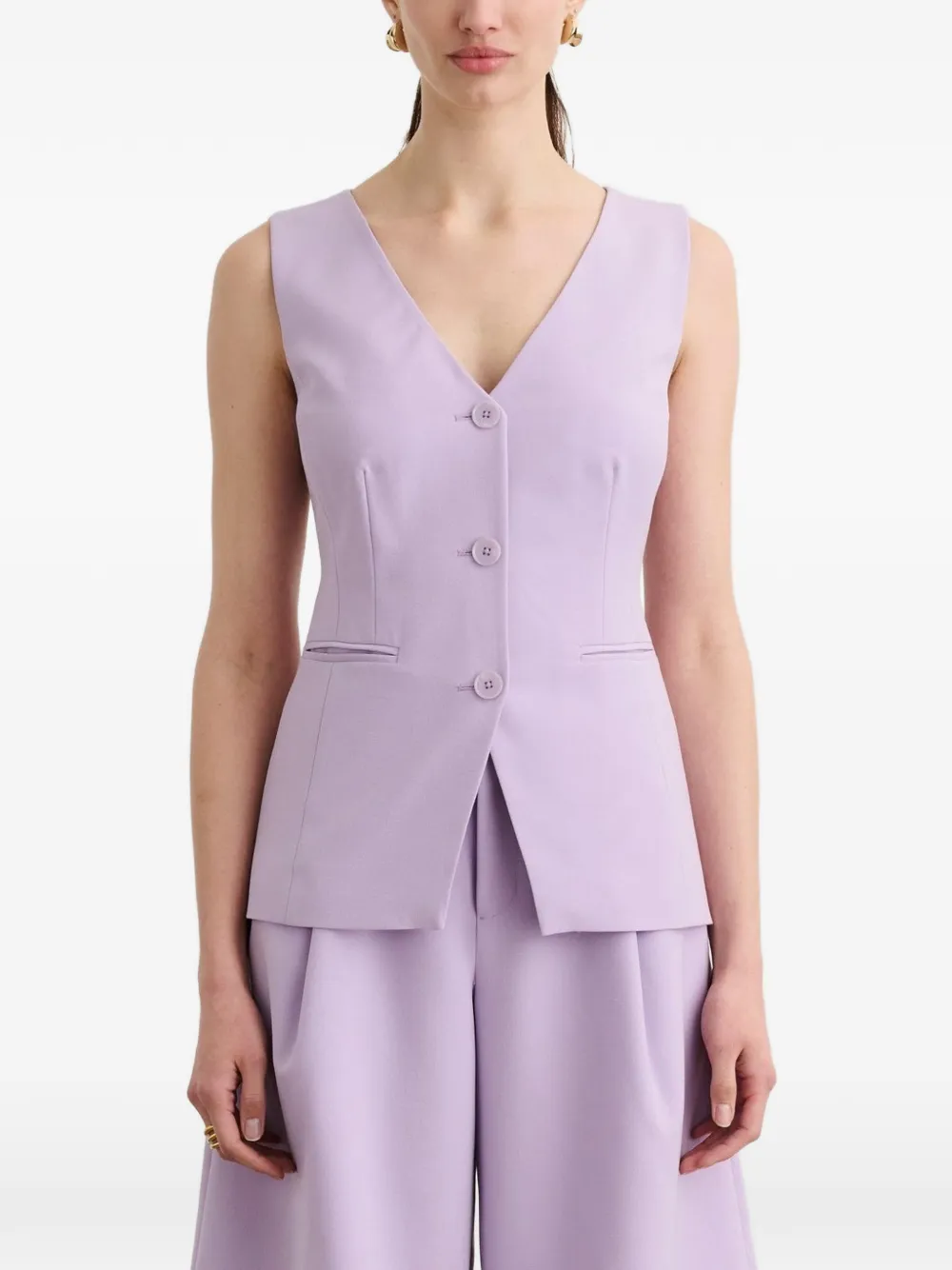  Toccin Tibbie Three-button V-neck Vest - Purple 