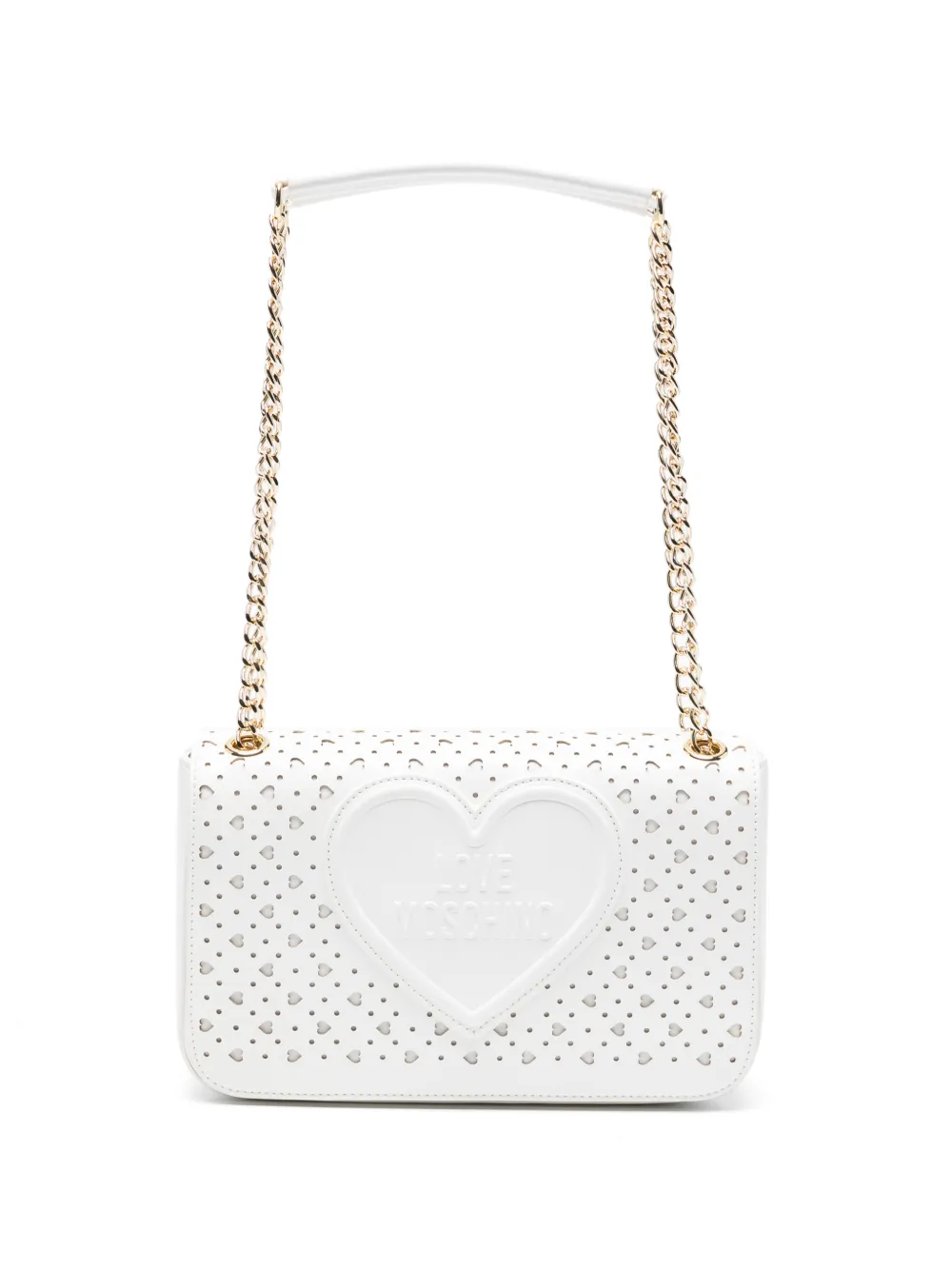 Love Moschino heart-perforated cross body bag - Bianco