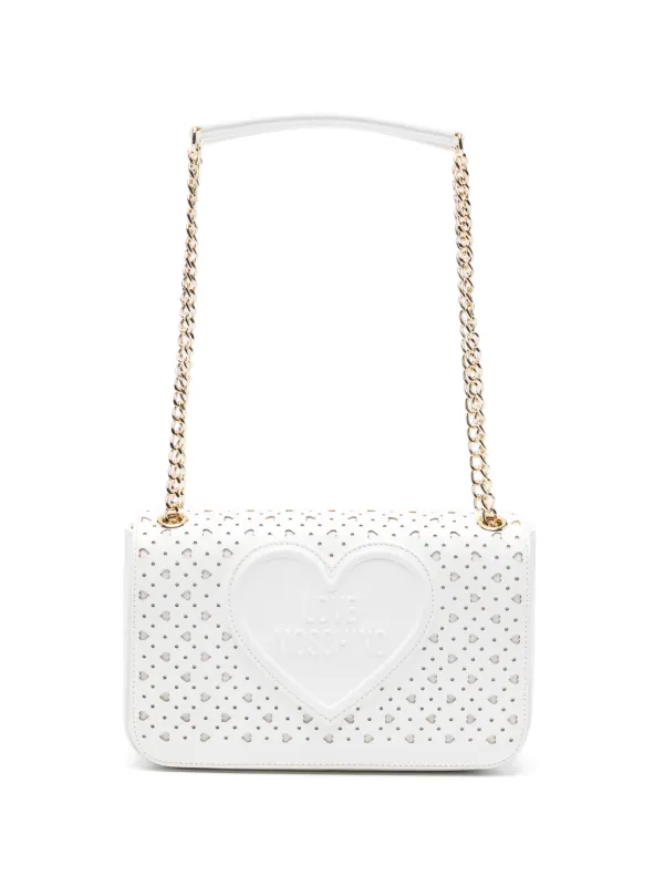 Love Moschino heart-perforated Cross Body Bag | White | FARFETCH