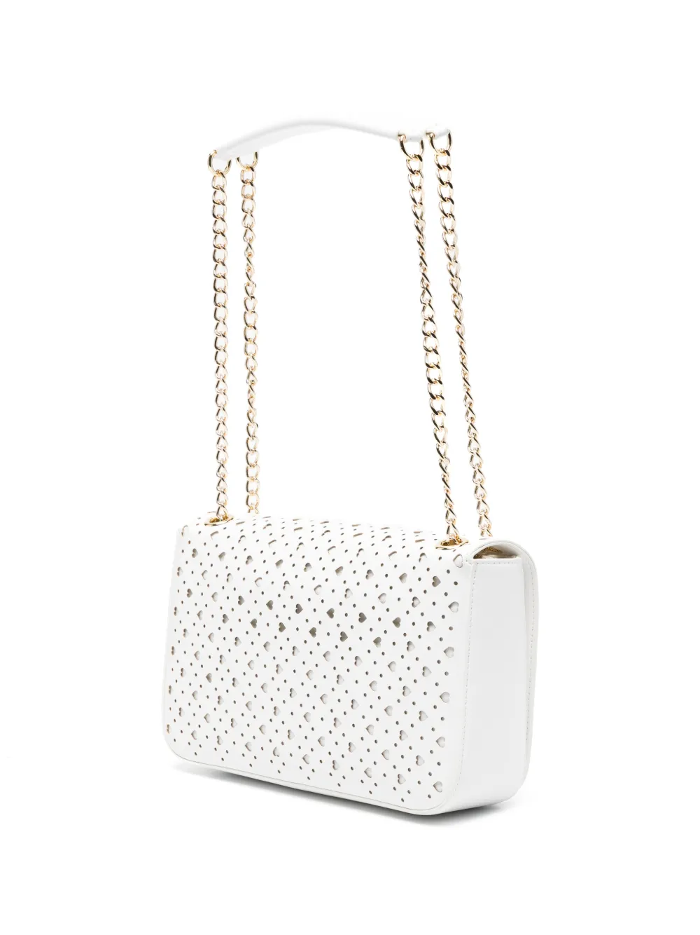 Love Moschino Geperforeerde crossbodytas met hart Wit