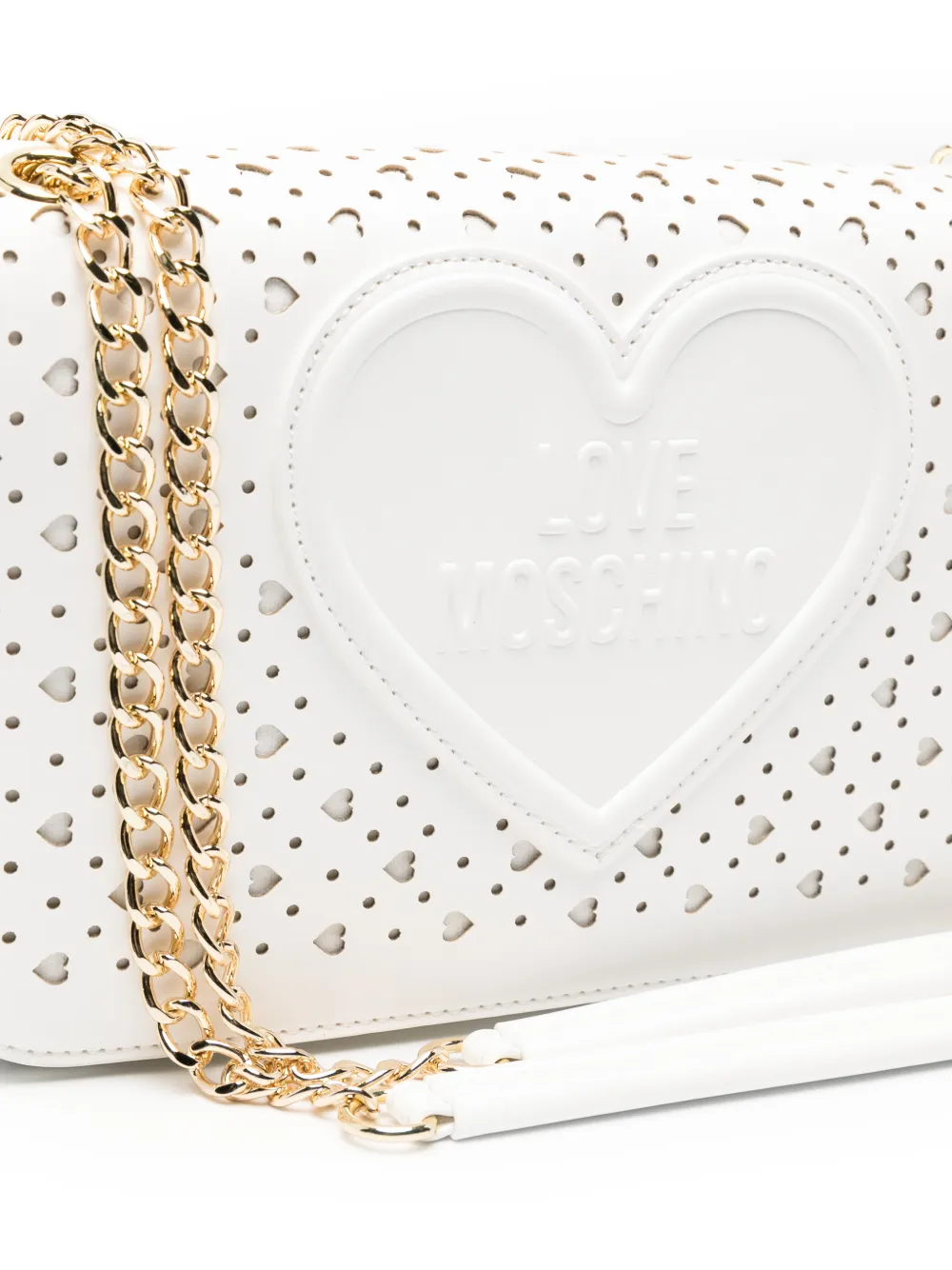 Love Moschino Geperforeerde crossbodytas met hart Wit