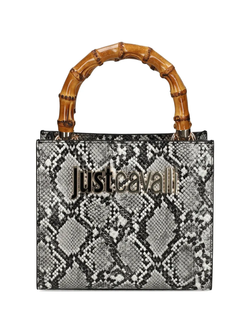Just Cavalli bamboo-handle snake-effect tote bag - Grigio