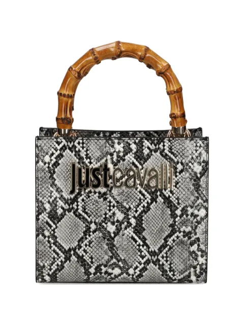Just Cavalli bamboo-handle snake-effect tote bag