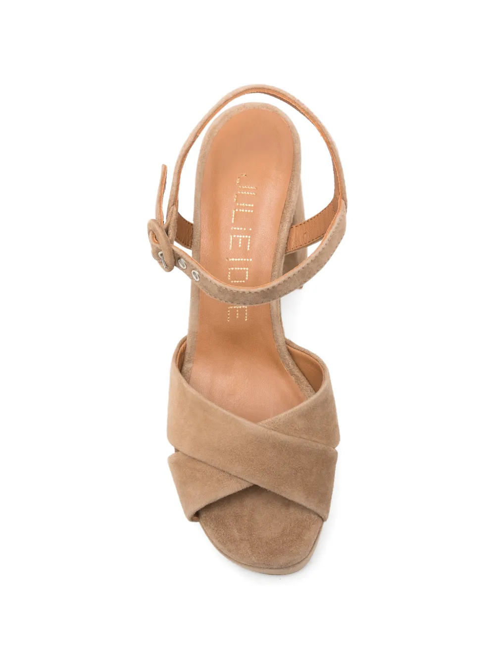 Julie Dee platform-heel crossover-strap sandals Beige
