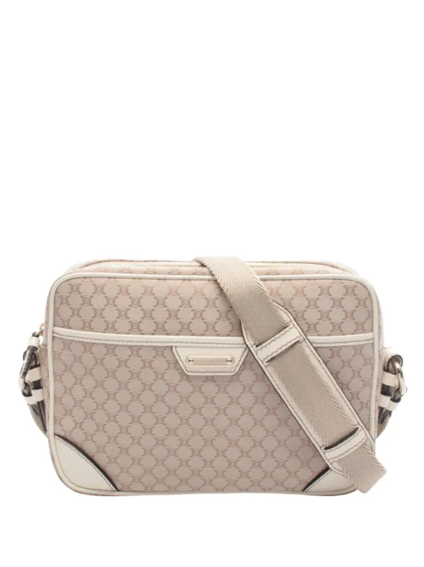Celine Pre-owned 20th Century Macadam Canvas Camera Bag Crossbody Bag in Brown